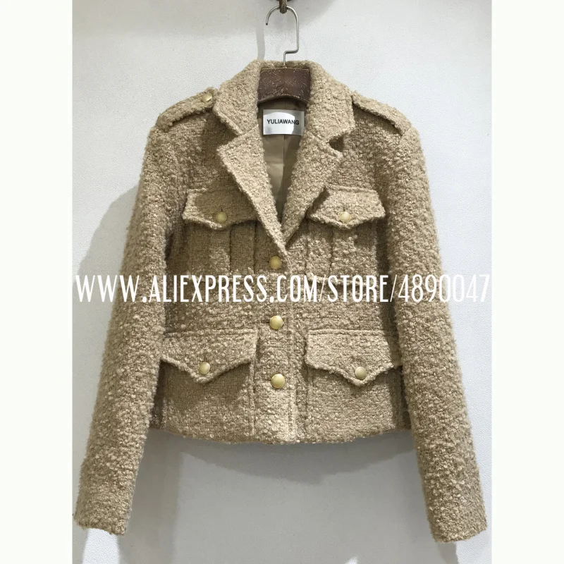 

capable military uniform temperament Mohair Wool Blended Warlord Suit High-quality women's long sleeve single breasted coat