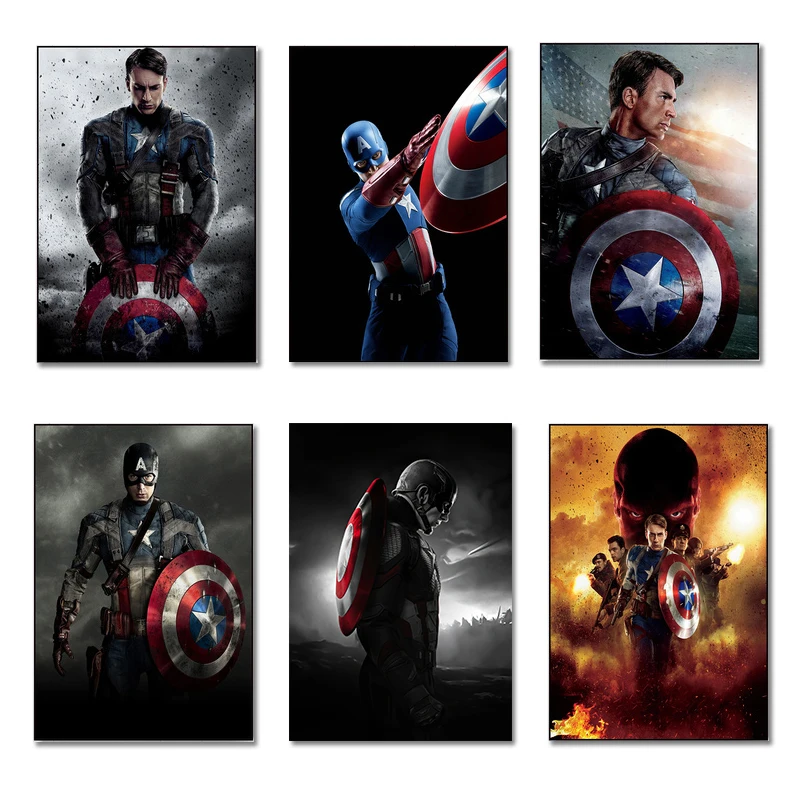 

Captain America Movie Poster Marvel Superheroes Wall Art Print Canvas Painting for Living Room Office Bedroom Decor Wall Picture