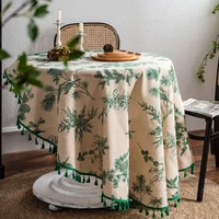 green pine branch table cloth napkin restaurant cotton linen printed coffee tablecloth home decoration
