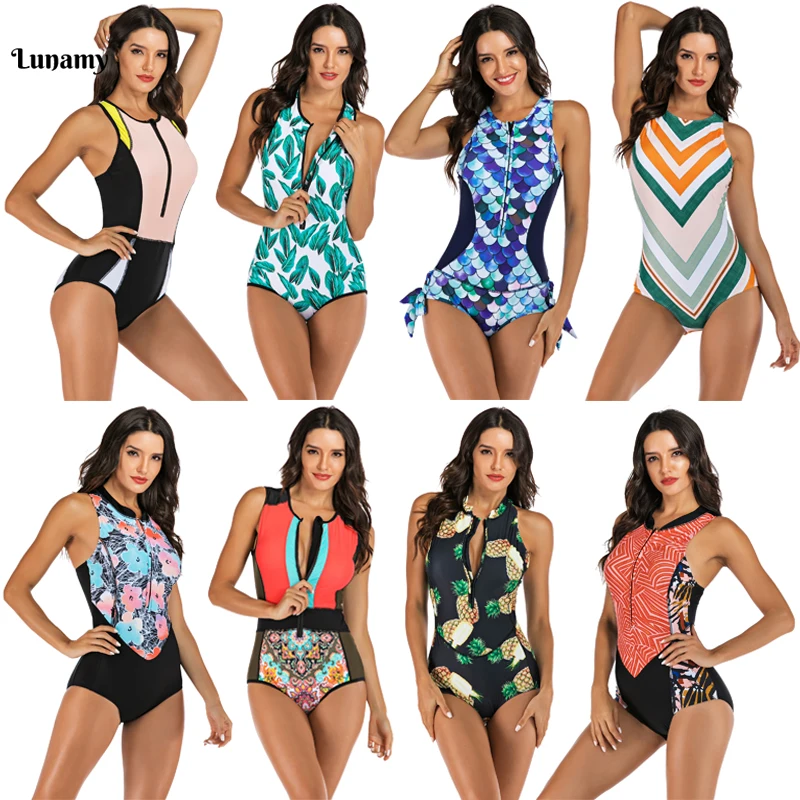 Lunamy красочный слитный купальник женский без рукавов для серфинга боди пляжная