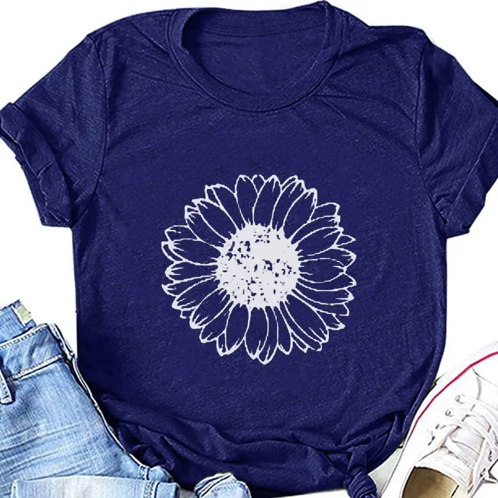 

Women's Cute Summer T-Shirt Dandelion Funny Short Sleeve O Neck Sunflower Graphic Tees Tops Tshirts