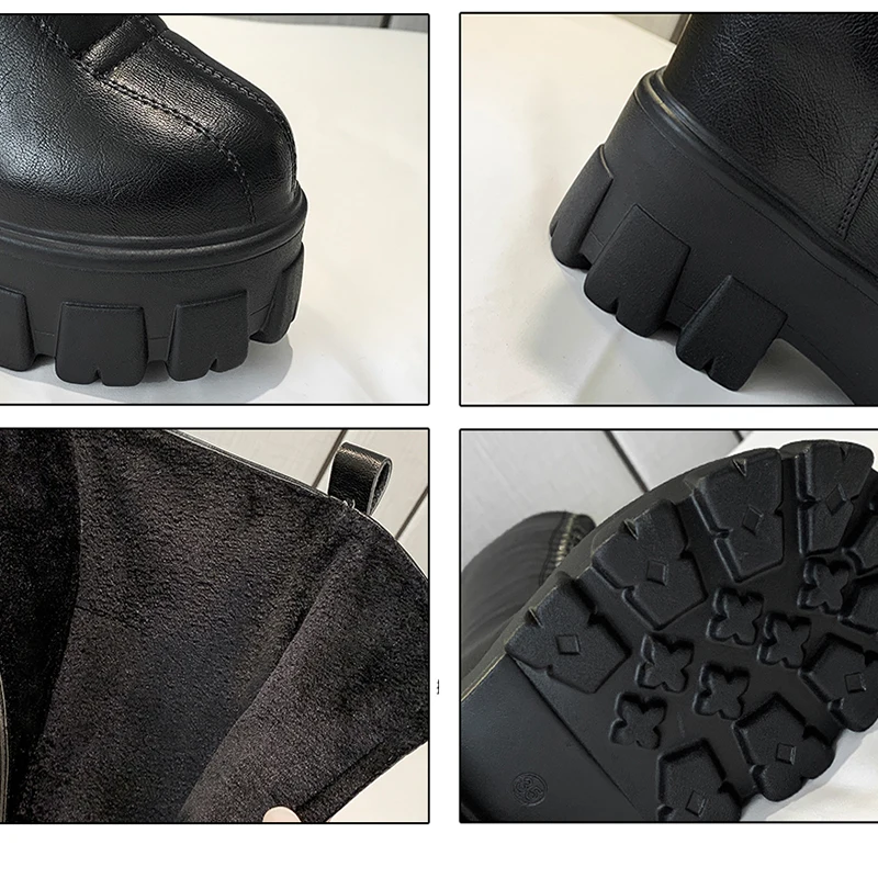 

women boots Women's shoes High Top Chunky Platform Pu Over-the-Knee High shoes Women Retro Punk Increasing Long