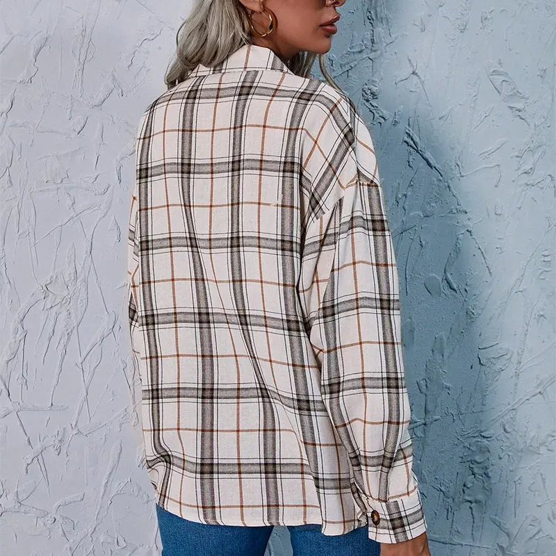 

Casual Plaid Shirt Women Winter Long Sleeve Button Collar Shirt 2021 Autumn Fashion Streetwear Loose Women's Shirt Top Female