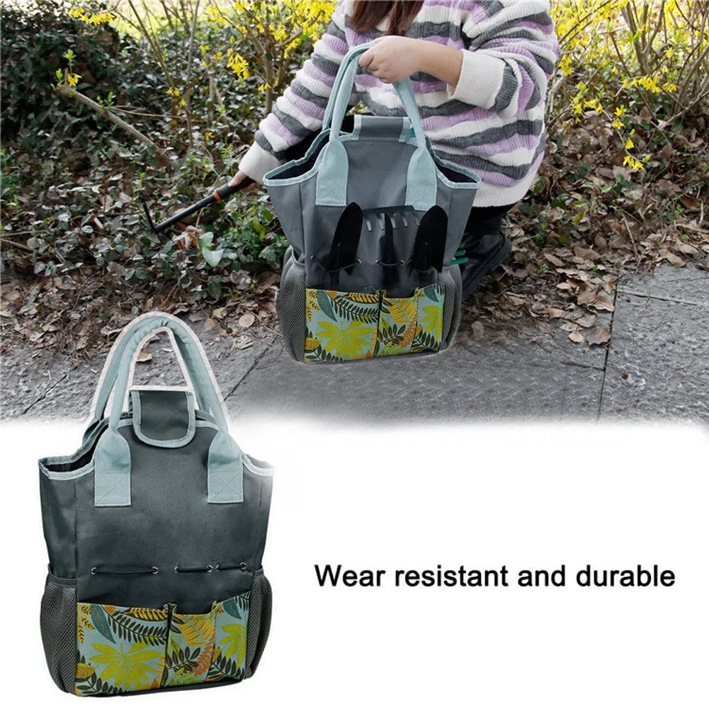 

Oxford Cloth Gift Gardening Tool Bag Multi Pockets Garden Tote Organizer Heightening Design Portable Storage Pouch With Handles