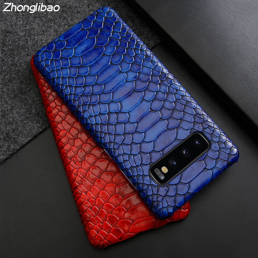 Кожаный тонкий жесткий чехол etui note 10 plus для samsung galaxy s9 s10 9 8 s10plus note9 из змеиной