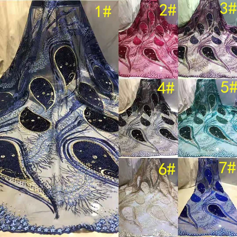 Высокое качество бархат вышитый бисером французская сетка африканская