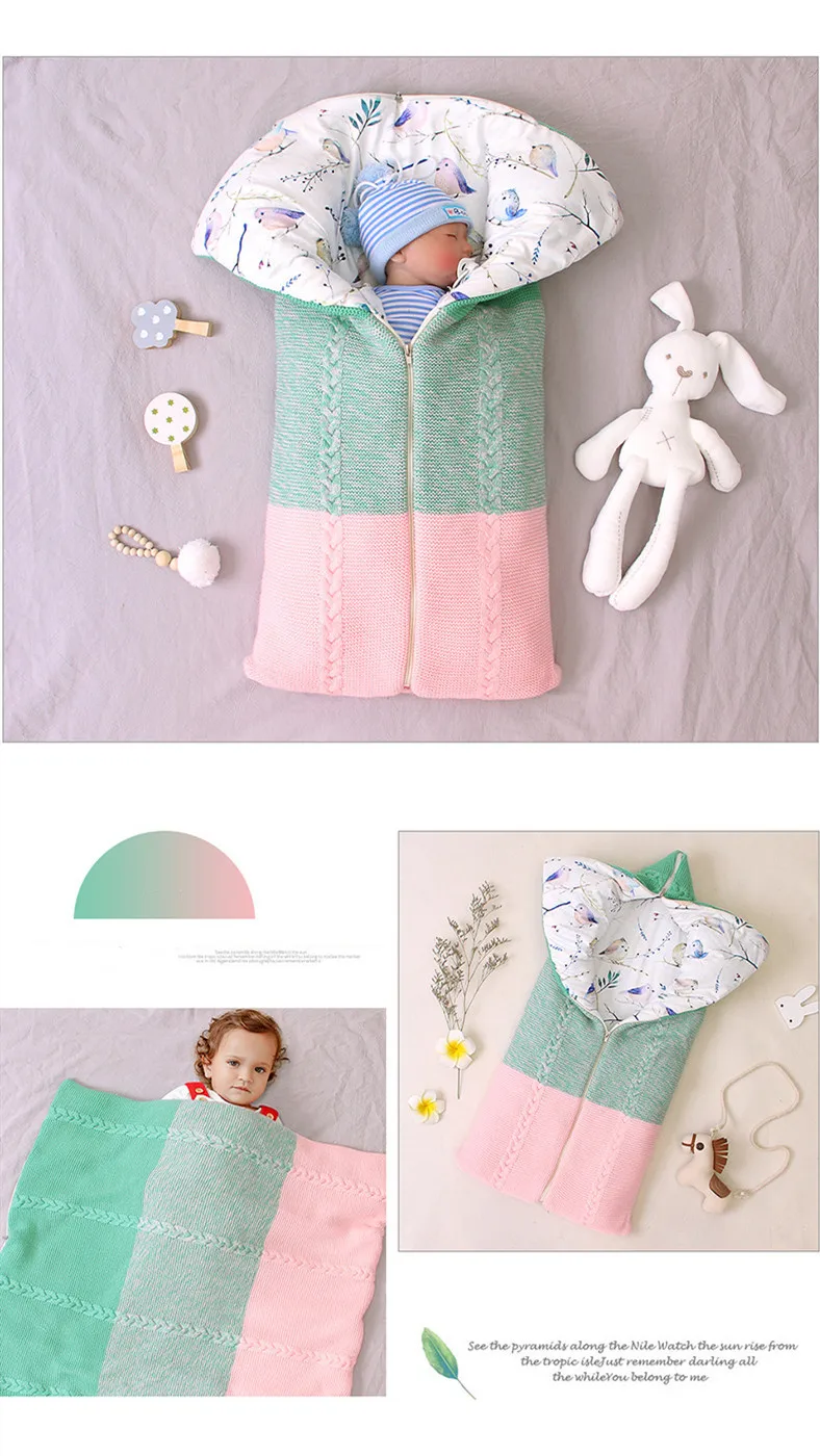 Newborn Winter Swaddle Infant Thicken Anti-kick Sleeping Bag Baby Autumn Winter Envelope Zipper Sleeping Bag Kids Blanket Quilt