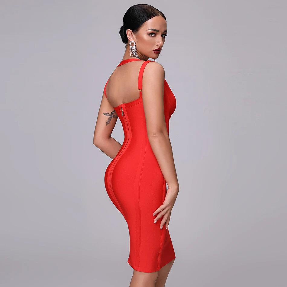 Женское обтягивающее платье белое красное платье-футляр с V-образным вырезом для