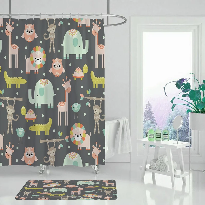 Занавеска для душа с изображением животного морской лошади ежика креативная