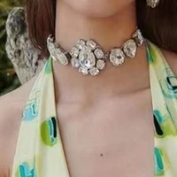 2022 exaggerated crystal super big gem pendant choker necklace statement jewelry for girl luxury rhinestone zircon collar choker