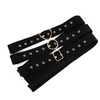 fashion metal geometric buckle pin belt for women wide black velvet fabric waist strap lady dress belt jeans trousers waistband