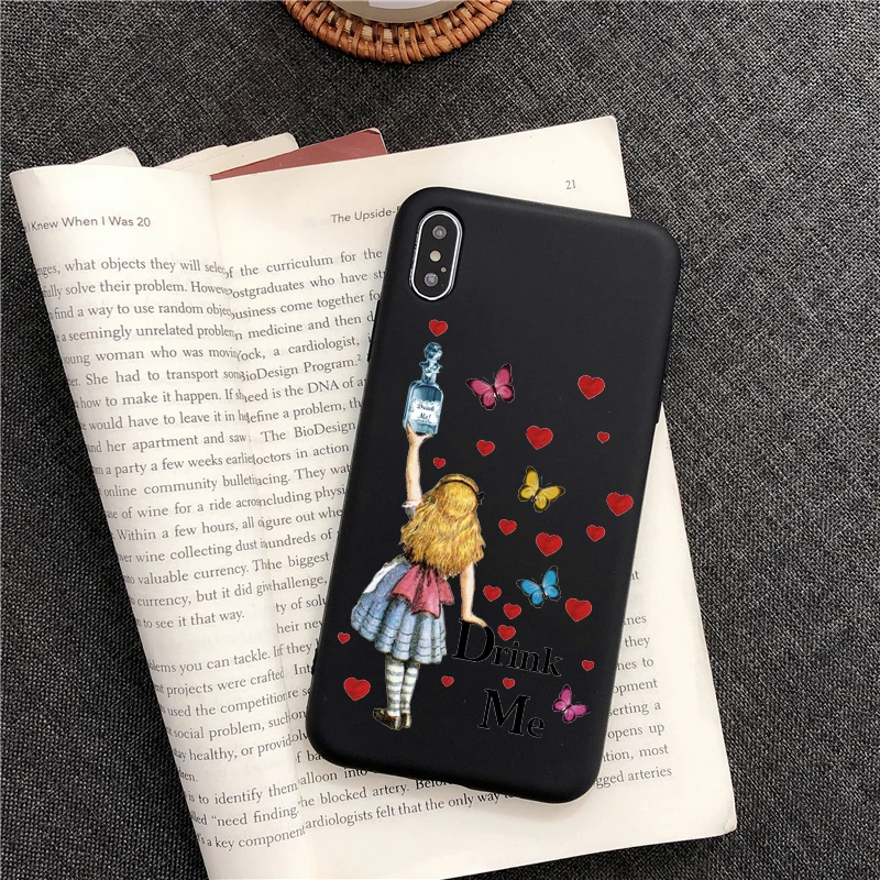 TPU Чехол для телефона с изображением принцессы Алисы в стране чудес для iphone 8 plus, чехол для телефона для iphone X, 5S, SE, 6, 6s, 7 Plus, 11 PRO MAX, Черный силиконовый чехол из ТПУ - Цвет: TPU