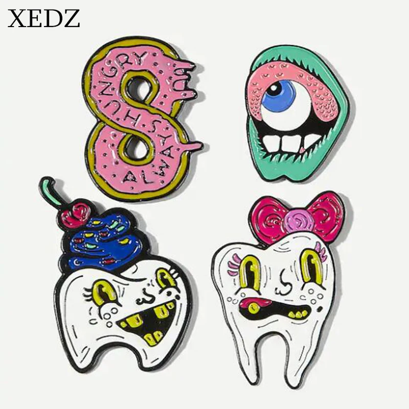 XEDZ модный стиль лидер продаж мультфильм зубы сестры едят десерт брошь в виде