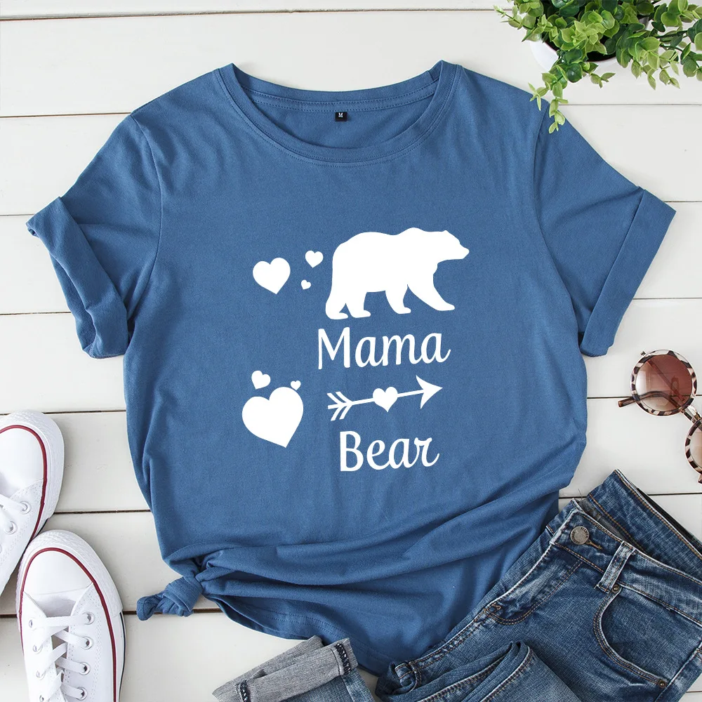 

Women's Bear Print T shirts Casual Vintage Short Sleeve T Shirts for Mom Mother's Fashion Top Tee