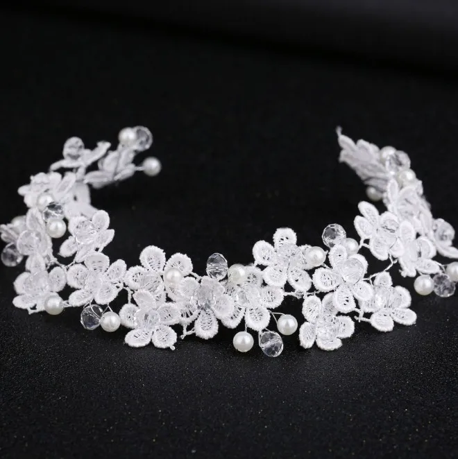 Женский кружевной обруч с цветами свадебный головной убор белого и красного