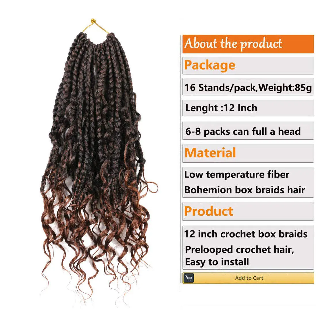 Крючком коробка косы для черный Для женщин на крючках косички с вьющимися