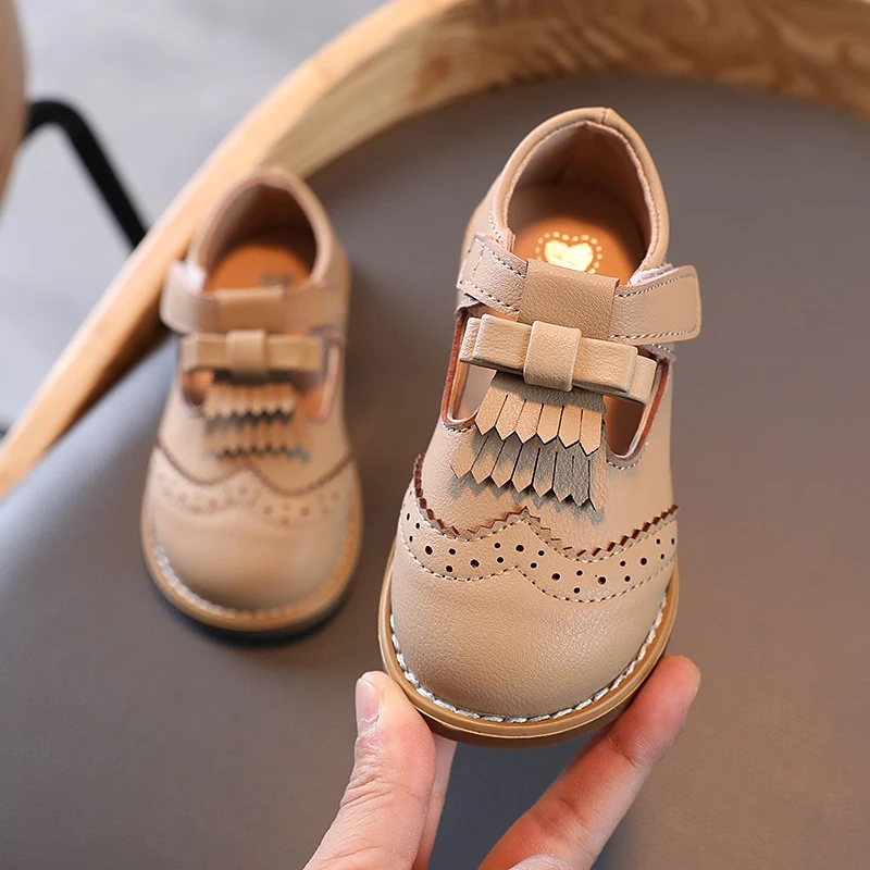 

Детские сандалии на плоской подошве, повседневные школьные туфли принцессы из искусственной кожи, Нескользящие лоферы с мягкой подошвой, с ...