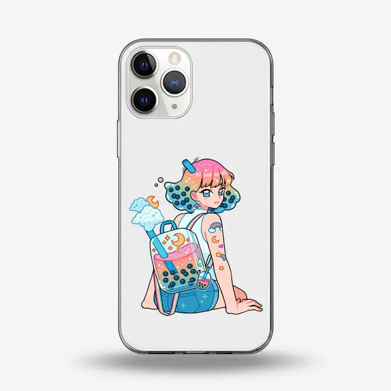 

Rainbow cartoon boy girl Phone Case Transparent for iPhone 6 7 8 11 12 s mini pro X XS XR MAX Plus