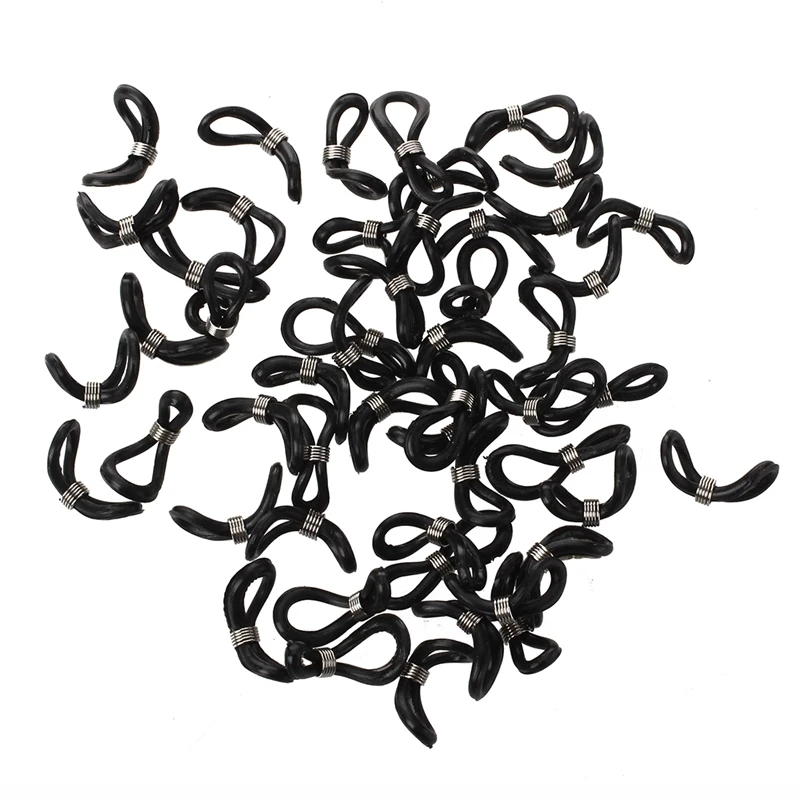 

50 X Black Cord Ends for Eyeglasses Chain Holder 25x4mm HOT