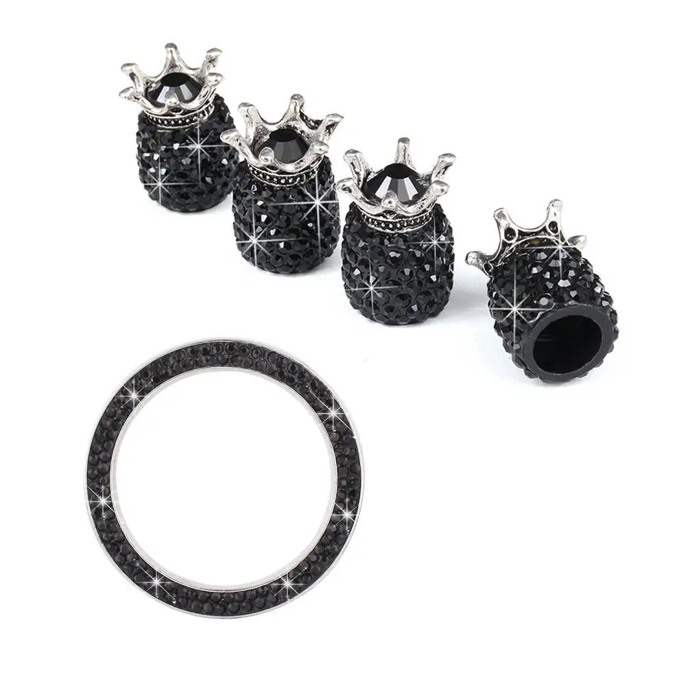 

5 шт./компл. Набор декоративных колпачков клапанов шины в форме короны с алмазным кольцом с одним кликом для запуска и замены автозапчастей