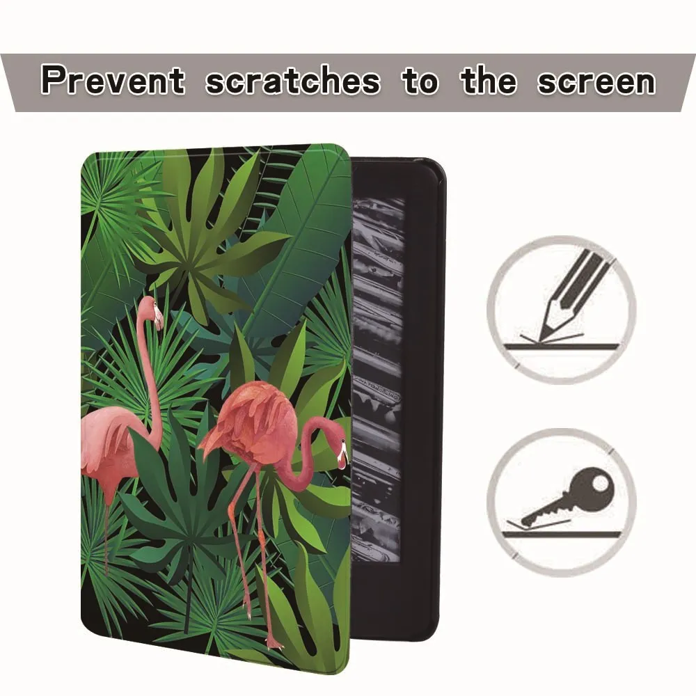 For Amazon Kindle 8/10th 2016 2019/Paperwhite 1/2/3/4 Printed flamingo tablet pu Leather Reader Stand Folio Shockproo Cover Case |