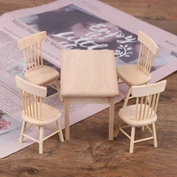 dining table chair set high quality model 112 dollhouse miniature furniture toy wooden 1set