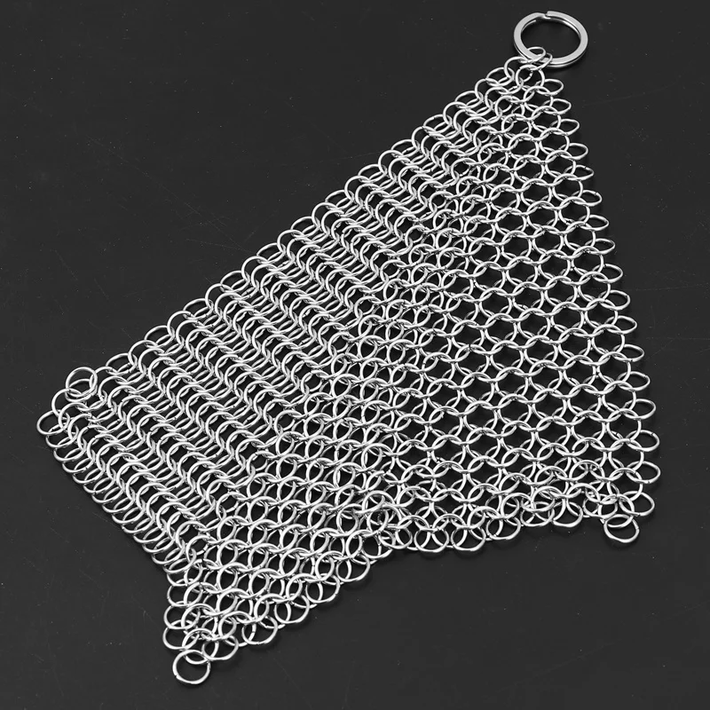 Cast Iron Cleaner -Premium 316 Stainless Steel Chainmail Scrubber 8x6 Inch | Cleaning Cloths