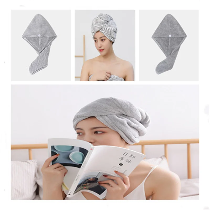 

Microfibre After Shower Hair Drying Wrap Womens Girls Lady'S Towel Quick Dry Hair Hat Cap Turban Head Wrap Bathing Tools