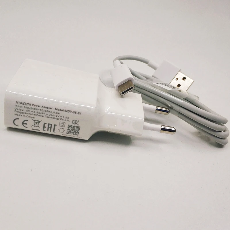 Быстрое зарядное устройство XIAO mi 12V 1.5A QC3.0 адаптер TYPE C кабель для передачи данных