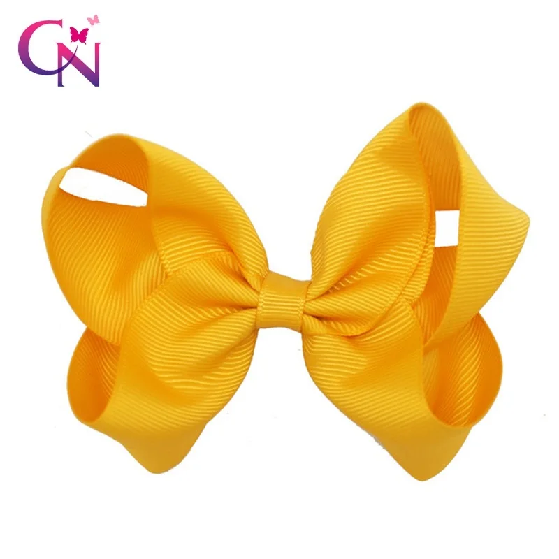

CN 1PC 3.5" Boutique Solid Hair Bows With Clip For Girls Kids Grosgrain Ribbon Hairclips Handmade Hairpins Hair Accessories