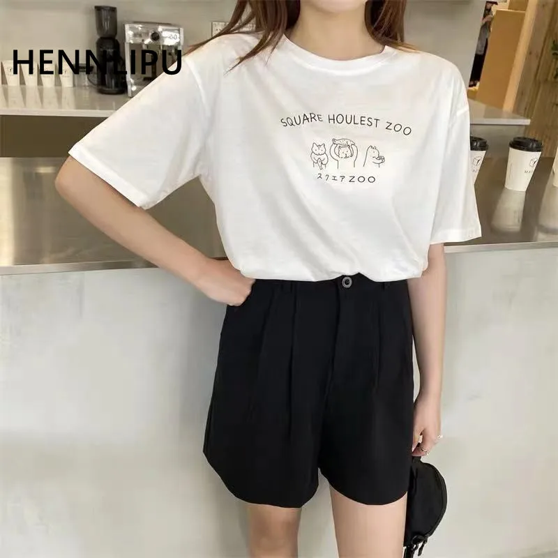 

HENNLIPU New women short sleeve T-shirt2021