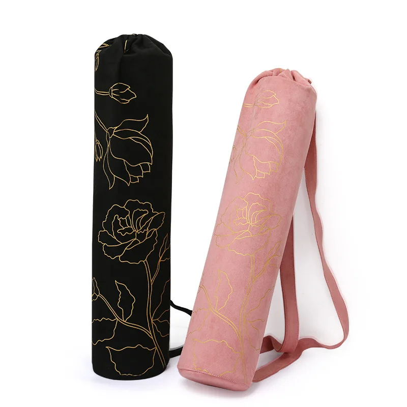 

Suede color printing organic yoga mat sling bag - long tote with pocket