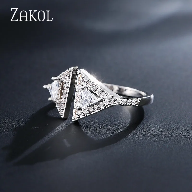 ZAKOL сверкающие в виде геометрических фигур кубического циркония открытые