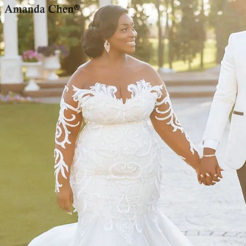 Женское свадебное платье с длинным рукавом и кружевной аппликацией | Свадьбы