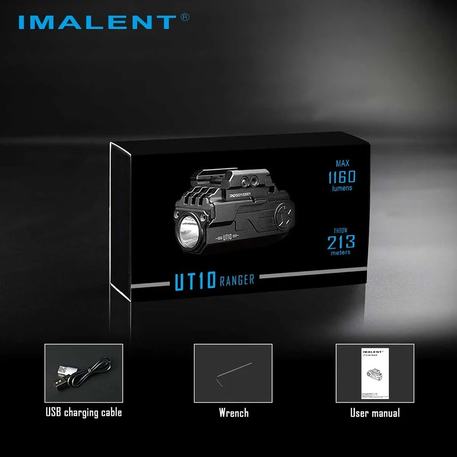 

IMALENT UT10 Gun Light Cree XP-L HI 1160LM Rechargeable Tactical Flashlight for Picatinny Rail and Glock Guide Rail