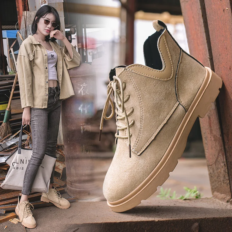 Женские ботинки мартинсы LZJ весна 2019 новая женская обувь замшевые женские в