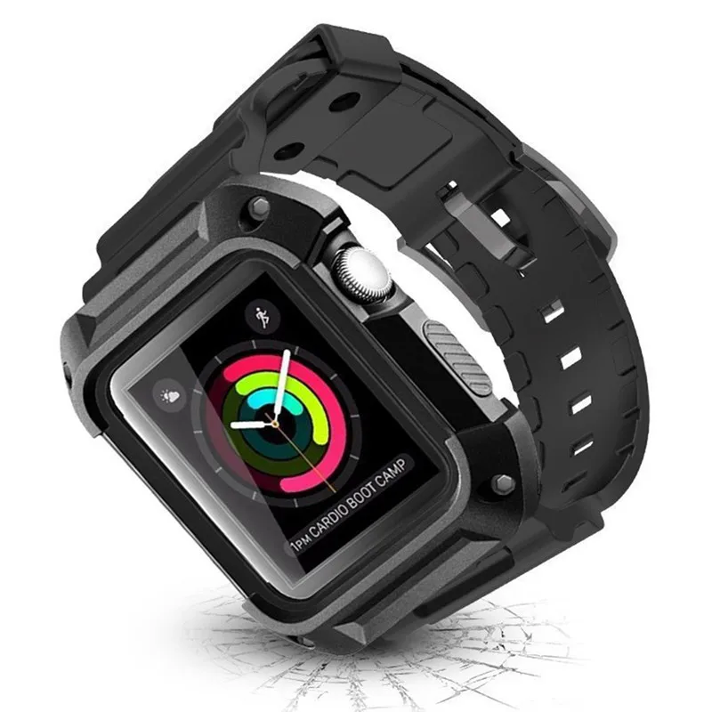 Водонепроницаемый прочный Чехол с силиконовым ремешком для Apple Watch Series 5 4 3 2 1 iwatch