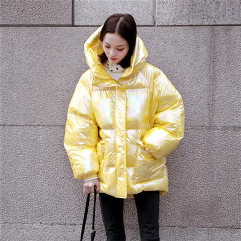 2021 женские зимние блестящие розовые пальто модная толстовка парки женская