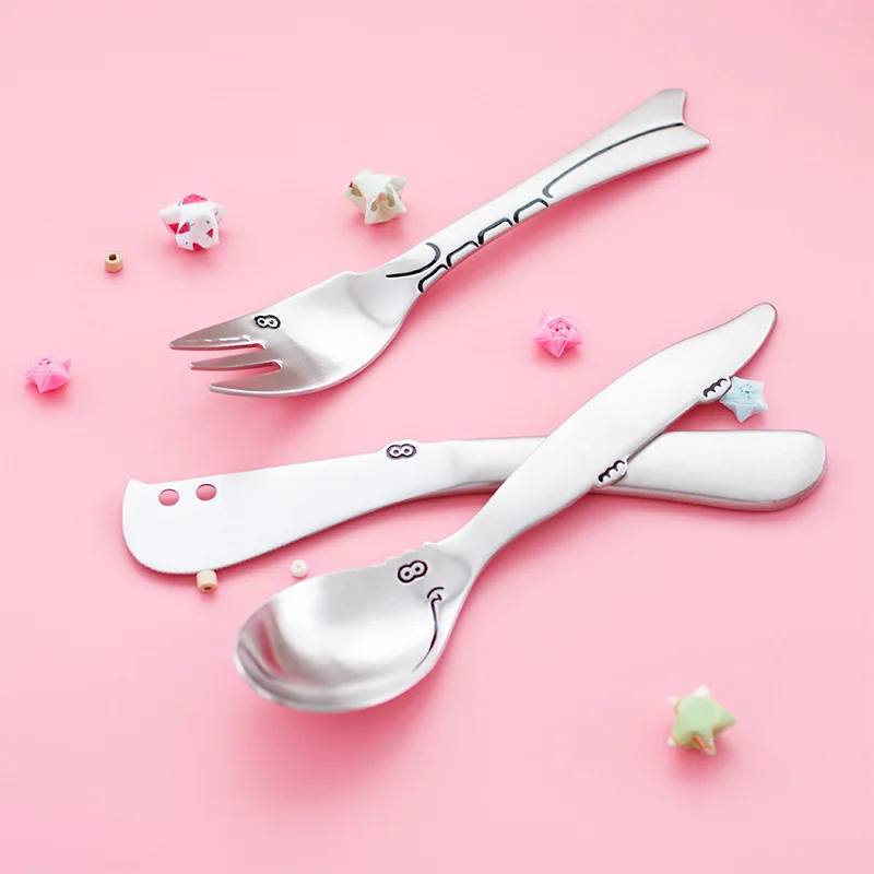 Креативные детские животные резные столовые приборы забавная нержавеющая сталь
