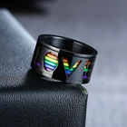 Вертушка для мужчин с изображением ЛГБТ-радуги кольцо из нержавеющей стали вращающийся цветной свадебный браслет Lebian  Gay кольца для мужчин эмаль любовь стиль кольцо