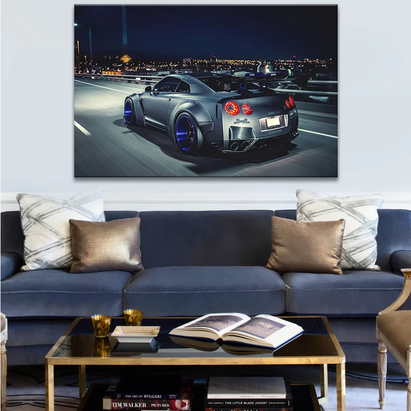 

Hyundai JDM modified Nissan GTR supercar posters and prints silk wall art canvas painting living room decoration frameless