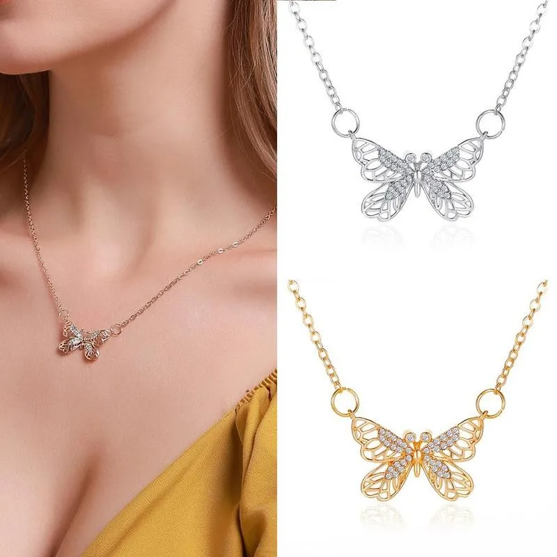 1 шт ожерелье имеет полую бабочки колье дикий короткая цепочка на свитер опт Harajuku