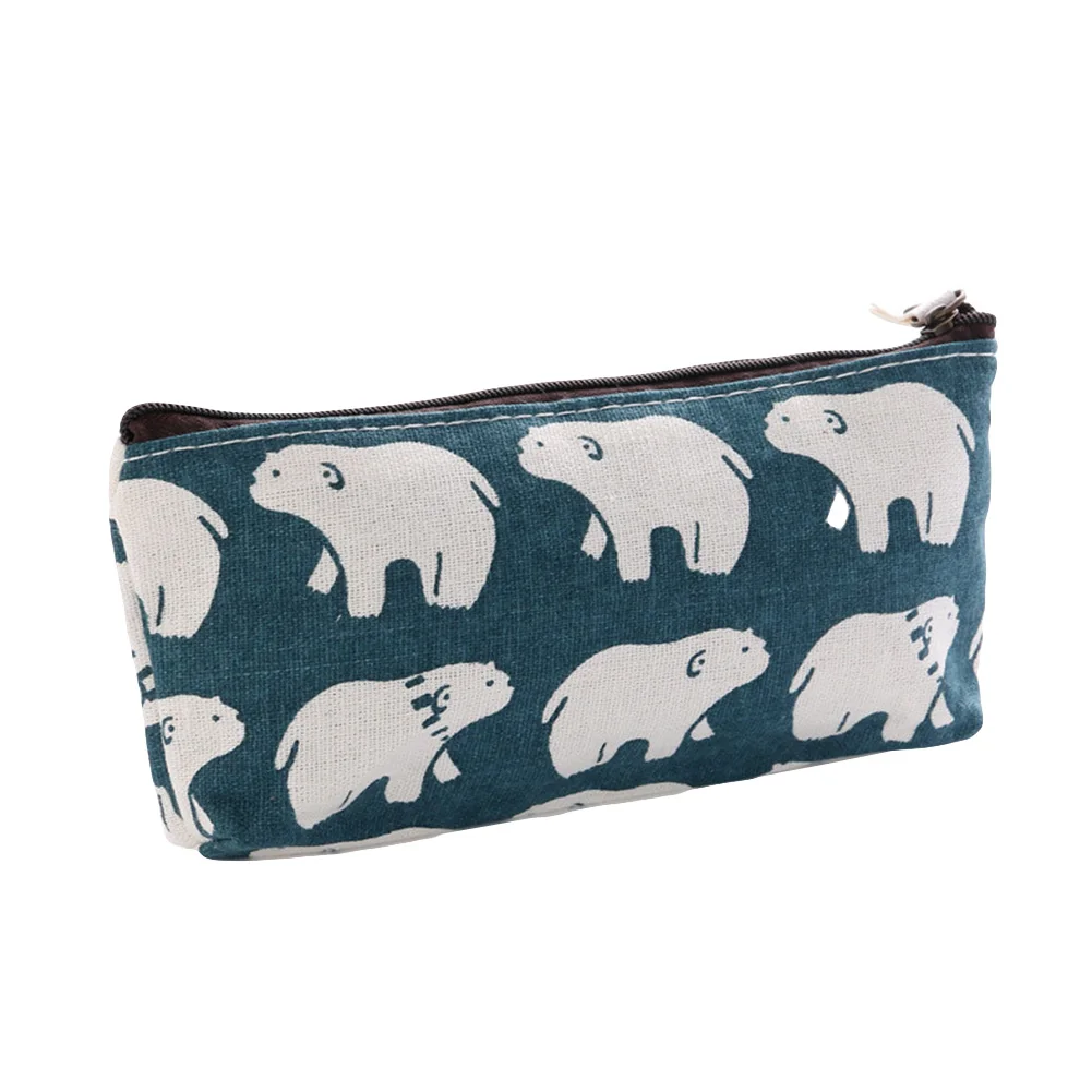 Cute Canvas Whale Flower Printed Pencil Bag School Supplies Stationery Gift School Cute Pencil Box Creative School Tools