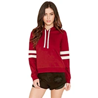 streetwear casual sweatshirts women striped long sleeve hoodies hooded sport slim pullover lady white wine red black tops female