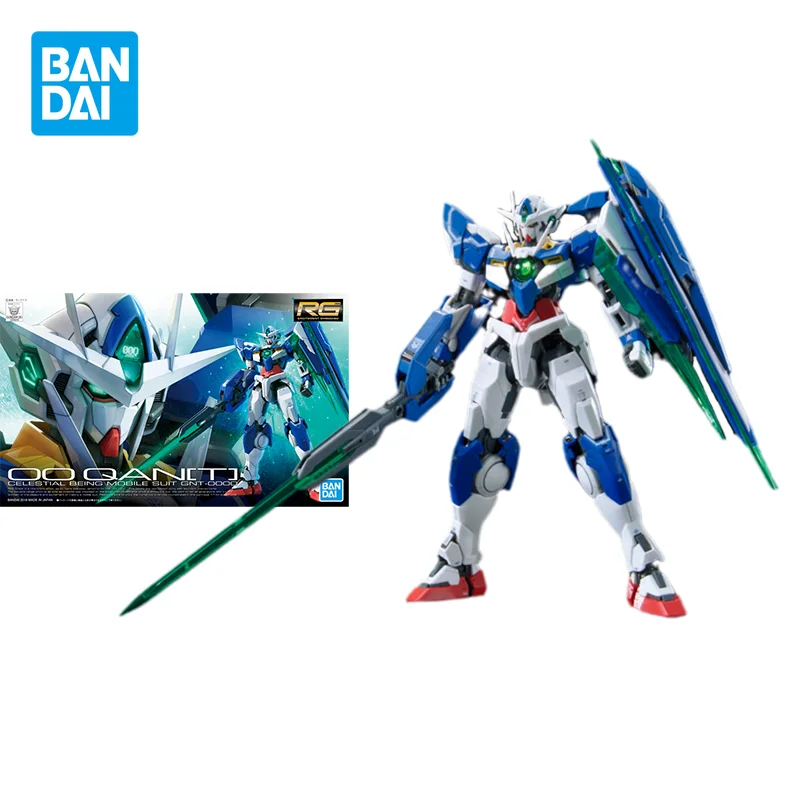Bandai Original GUNDAM RG 1/144 00 QAN[T] Anime Action Figure Assembly Model Toys Collectible Model Ornaments Gifts for Children