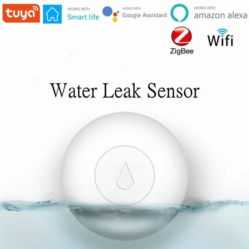 

ZigBee Flood Sensor Smart Water Leak Detector Smart Life APP Linkage Alarm Via Tuya Gateway Work With Alexa Google Assistant