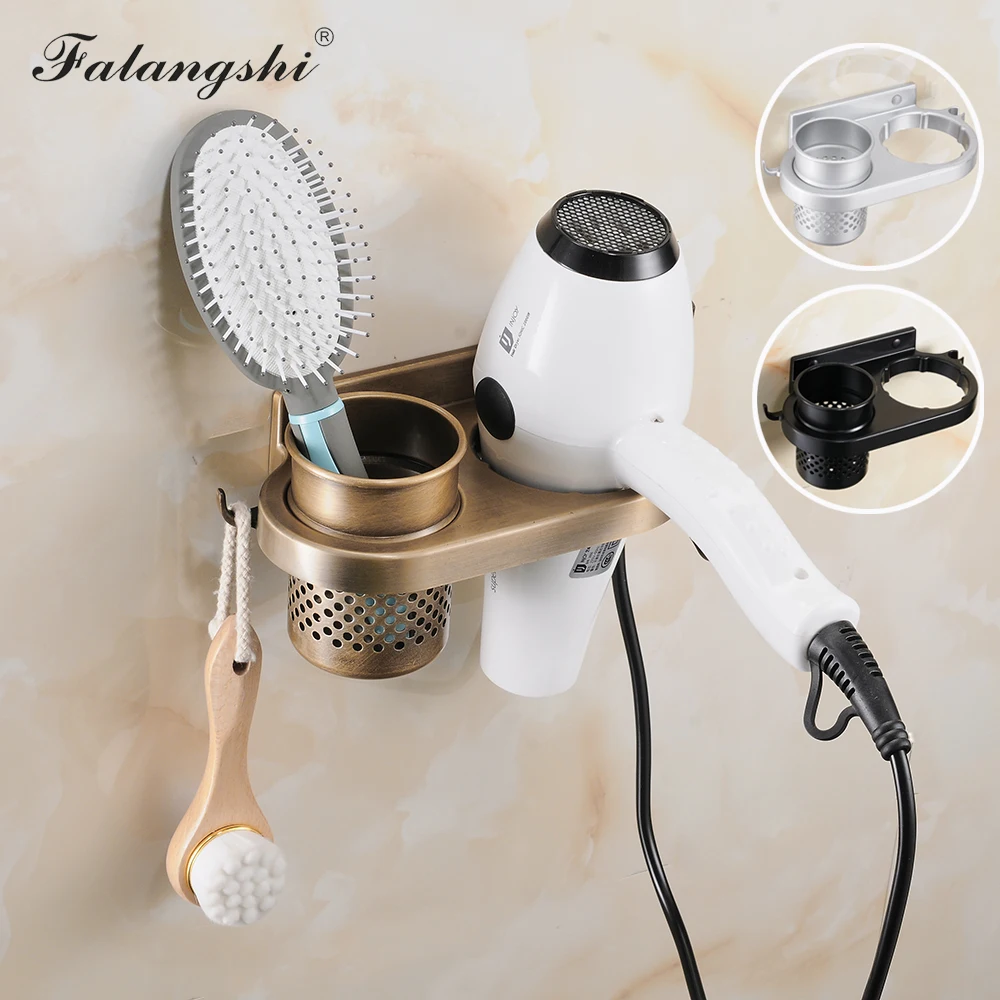 Falangshi алюминиевый фен для ванной комнаты с держателем зубных щеток органайзер
