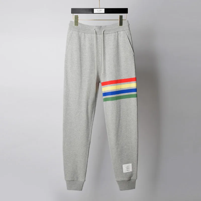 

TB 2021 Fashion Brand Sweatpants Men Spring Autumn Pure Cotton Casual Sports Trousers Color Stripes Mens Jogger Track Pants