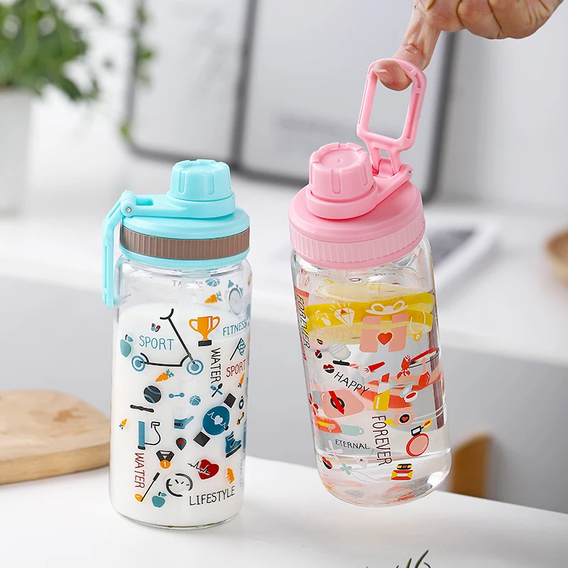 Соломенная стеклянная бутылка для воды с емкостью герметичная Спортивная