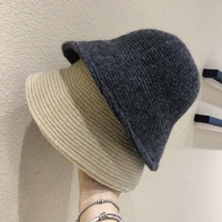 women wool knitted cylind bucket hat korean fashion japanese retro autumn winter bell cap men panama hat girl fedora hat